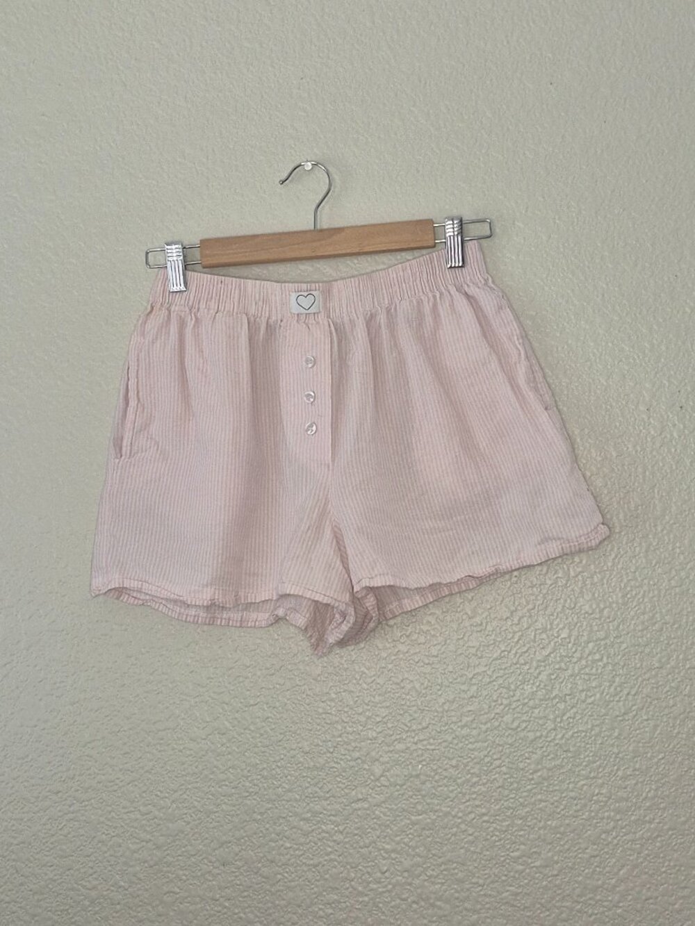 Urban Rebel Womens Pink/ White Striped Pajama Shorts Size: Medium